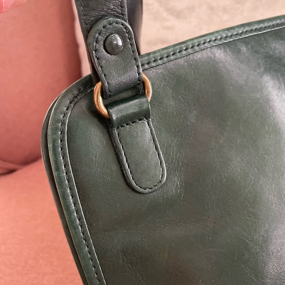 Rare Vintage Etienne Aigner Green Leather Purse Gold Detail Cross Body Handbag - Picture 7 of 7